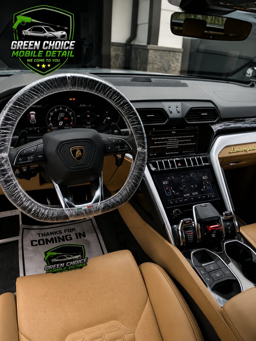 Lamborghini Urus interior detailed by Green Choice Mobile Detail
